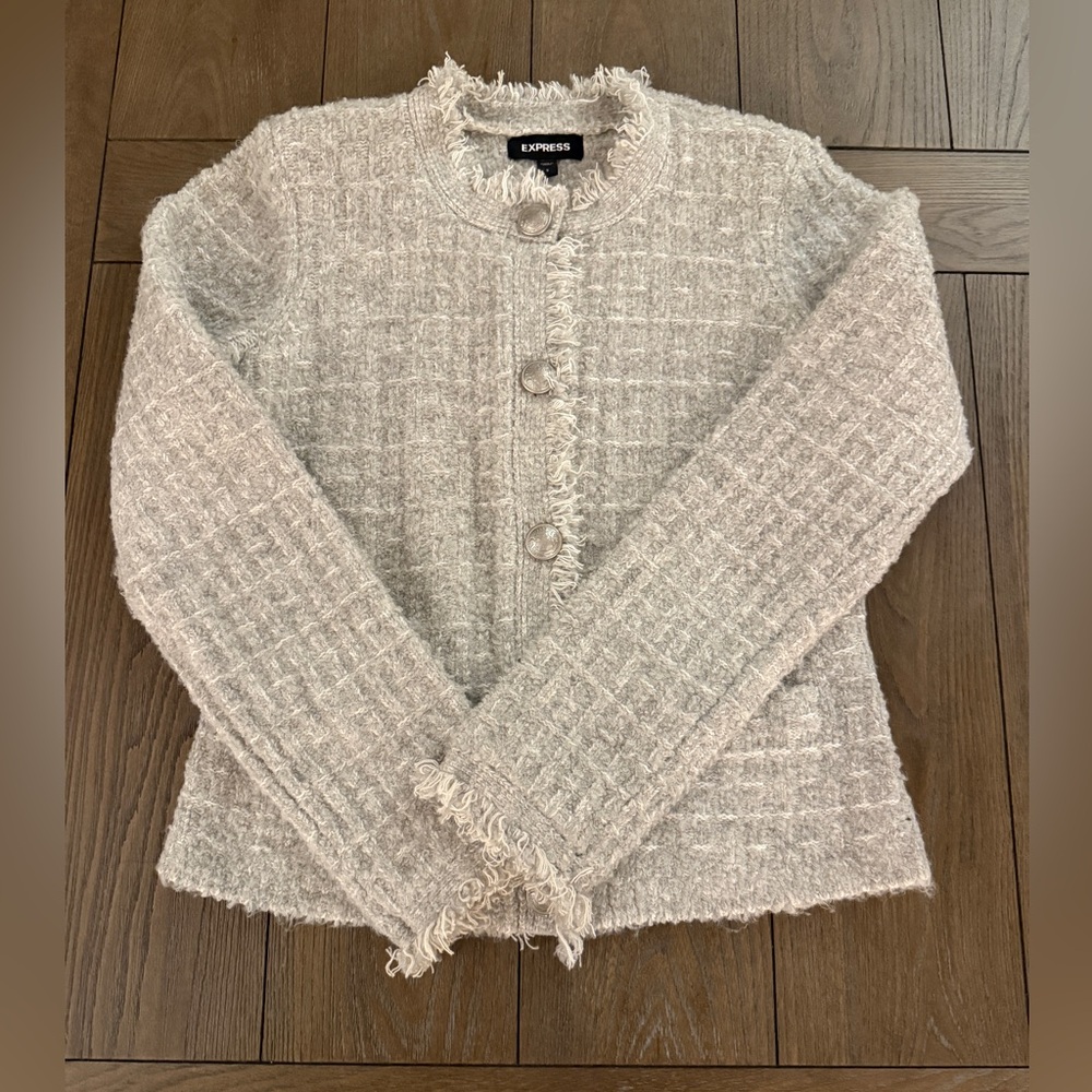 Express Gray Sweater/Jacket Button-Up Classic - image 7